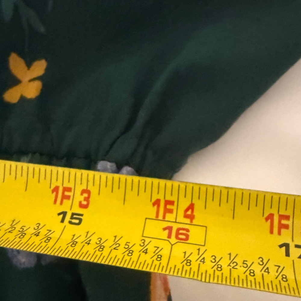 Ann Taylor Factory Green Floral Sleeveless Tie Neck Ruffle Hem Dress Large - Picture 13 of 14